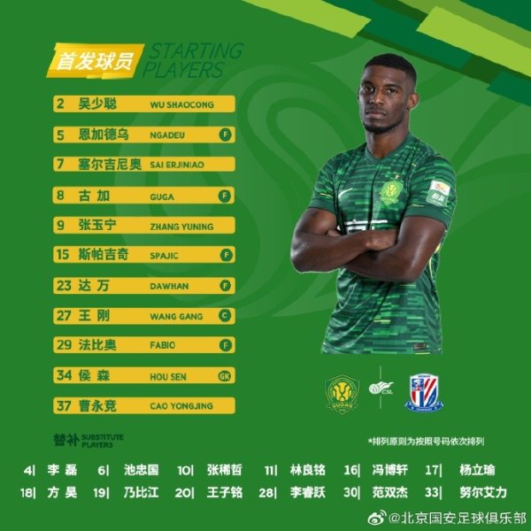 💚 北京国安今日杆位！京沪大战🔰为北京，战斗！